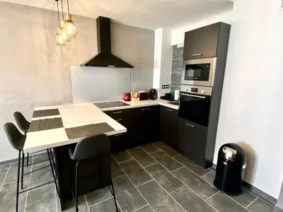Cuisine ou kitchenette dans l'établissement Le Marignan SCLS - Wifi, Climatisation
