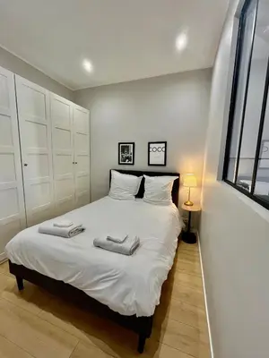 Un ou plusieurs lits dans un hébergement de l'établissement Nouveau Loft: vieille-ville, musée Picasso, marché