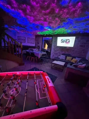 Télévision ou salle de divertissement dans l'établissement PERLE RARE - Villa 4 chambres - Famille - Amis - Anniversaires - soirées