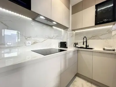Cuisine ou kitchenette dans l'établissement Cannes : Duplex à 5 minutes à pied du Palais des Festivals