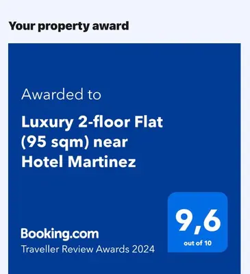 Certificat, récompense, panneau ou autre document affiché dans l'établissement Luxury 2-floor Flat minutes walk to Croisette and City Center