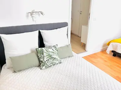 Un ou plusieurs lits dans un hébergement de l'établissement 1 Bedroom flat with Balcony Cannes Center Croisette 6ppl