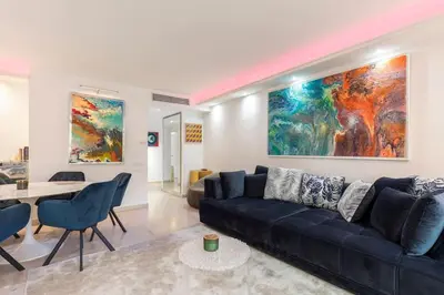 Coin salon dans l'établissement croisette3bedroomterrasse