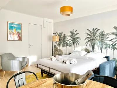 Un ou plusieurs lits dans un hébergement de l'établissement Le CozyCroisette - Centre Cannes - 6 personnes