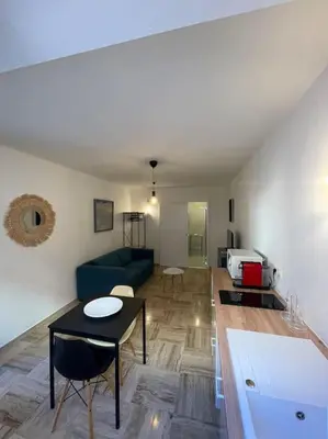Cuisine ou kitchenette dans l'établissement Beau studio - 100m de la plage Palm beach