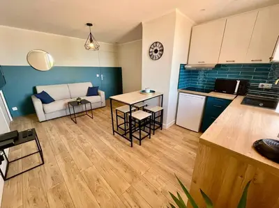 Cuisine ou kitchenette dans l'établissement IVS Andreossy Vue mer et montagne pour 4