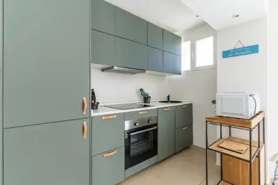 Cuisine ou kitchenette dans l'établissement Le Grand Large - Appt proche plage Antibes