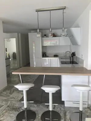 Cuisine ou kitchenette dans l'établissement CANNES Martinez- family apartment 100m2