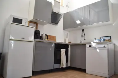 Cuisine ou kitchenette dans l'établissement Grand studio-Mezzanine-Centre Cannes