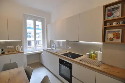 Cuisine ou kitchenette dans l'établissement Palais Albert -2-Bedroom Apartment -Ponteil Beach -StayInAntibes